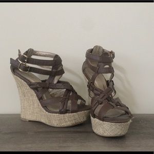 Brown Strappy Wedges